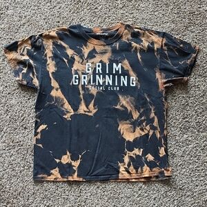 Gildan Black and Acid Wash Tie-Dye 'Grim Grinning Social Club' Short Sleeve Tee